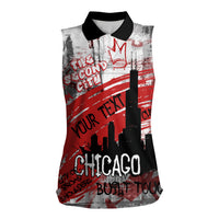 Personalized Chicago City Skyline Women Sleeveless Polo Shirt Urban Graffiti Street Art - Second City Windy City