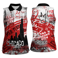Personalized Chicago City Skyline Women Sleeveless Polo Shirt Urban Graffiti Street Art - Second City Windy City