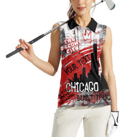 Personalized Chicago City Skyline Women Sleeveless Polo Shirt Urban Graffiti Street Art - Second City Windy City