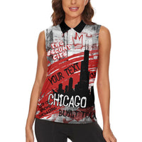 Personalized Chicago City Skyline Women Sleeveless Polo Shirt Urban Graffiti Street Art - Second City Windy City