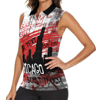 Personalized Chicago City Skyline Women Sleeveless Polo Shirt Urban Graffiti Street Art - Second City Windy City