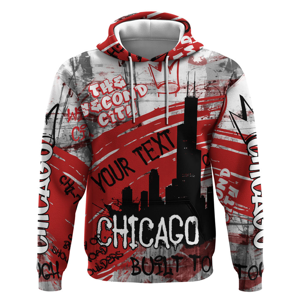 Personalized Chicago City Skyline Zip Hoodie Urban Graffiti Street Art - Second City Windy City