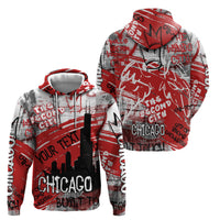 Personalized Chicago City Skyline Zip Hoodie Urban Graffiti Street Art - Second City Windy City