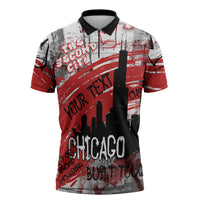 Personalized Chicago City Skyline Zipper Polo Shirt Urban Graffiti Street Art - Second City Windy City