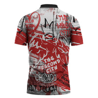 Personalized Chicago City Skyline Zipper Polo Shirt Urban Graffiti Street Art - Second City Windy City