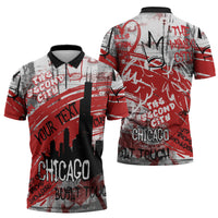 Personalized Chicago City Skyline Zipper Polo Shirt Urban Graffiti Street Art - Second City Windy City