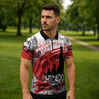 Personalized Chicago City Skyline Zipper Polo Shirt Urban Graffiti Street Art - Second City Windy City