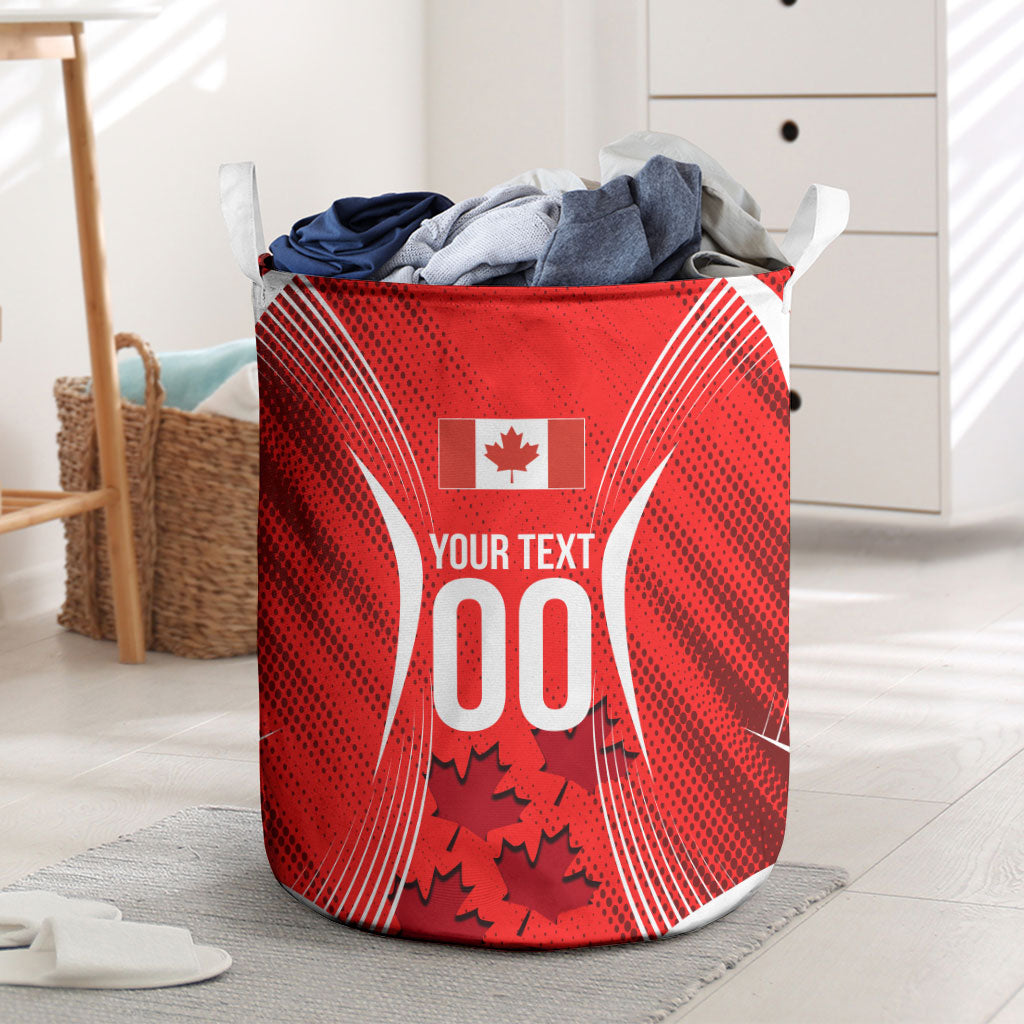 Personalized Canada Soccer Moose Goal Laundry Basket Red Maple Leaf Football Mascot