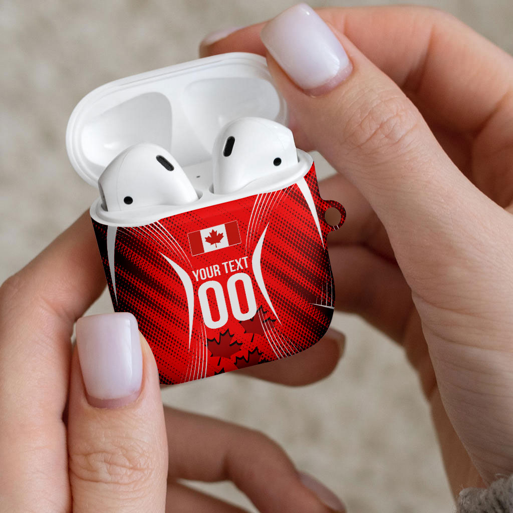 Personalized Canada Soccer Moose Goal AirPods Case Red Maple Leaf Football Mascot