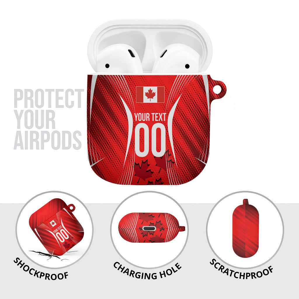 Personalized Canada Soccer Moose Goal AirPods Case Red Maple Leaf Football Mascot
