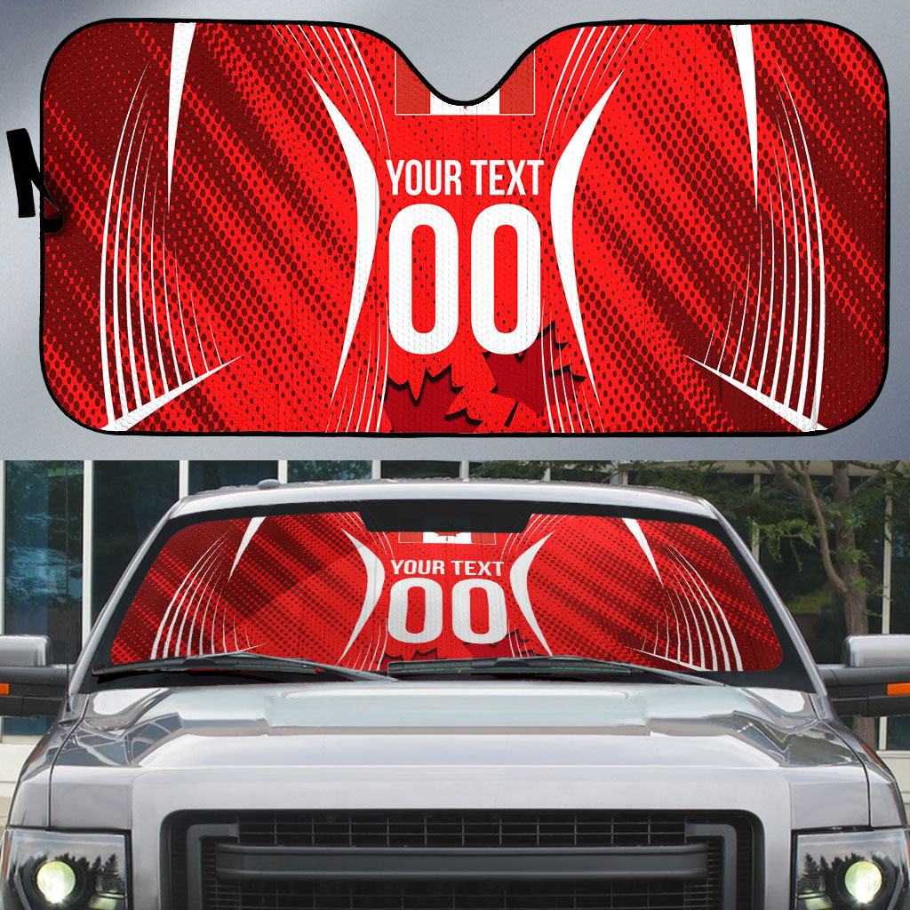 Personalized Canada Soccer Moose Goal Auto Sun Shade Red Maple Leaf Football Mascot