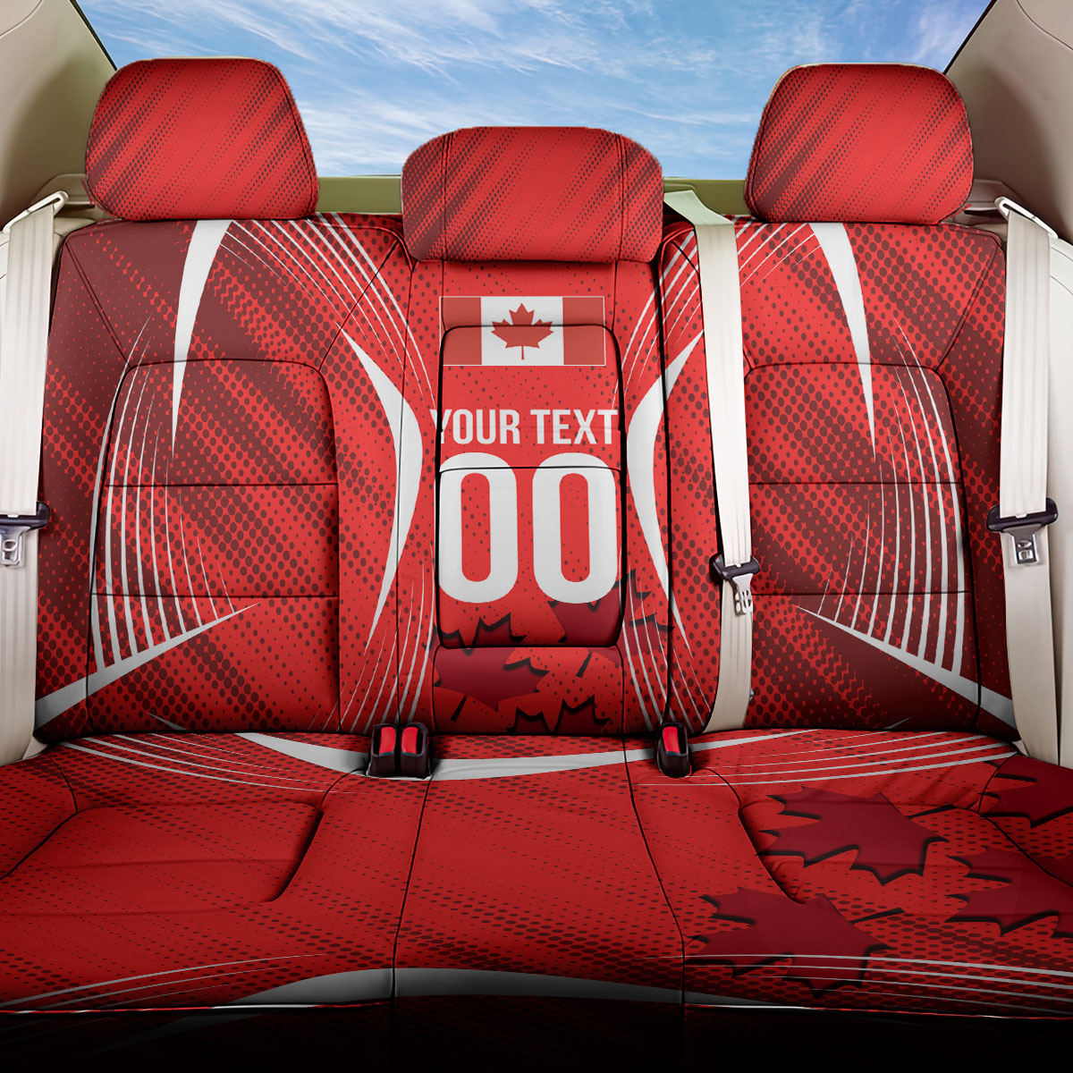 Personalized Canada Soccer Moose Goal Back Car Seat Cover Red Maple Leaf Football Mascot