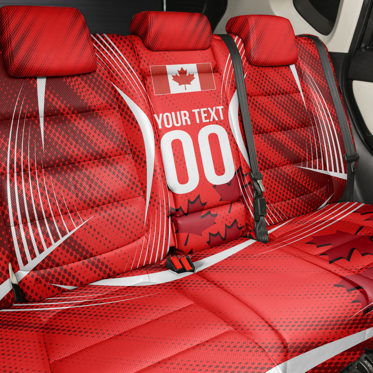 Personalized Canada Soccer Moose Goal Back Car Seat Cover Red Maple Leaf Football Mascot