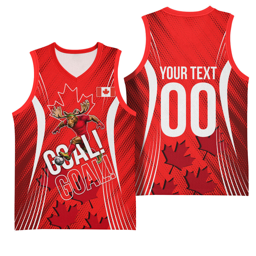 Personalized Canada Soccer Moose Goal Basketball Jersey Red Maple Leaf Football Mascot