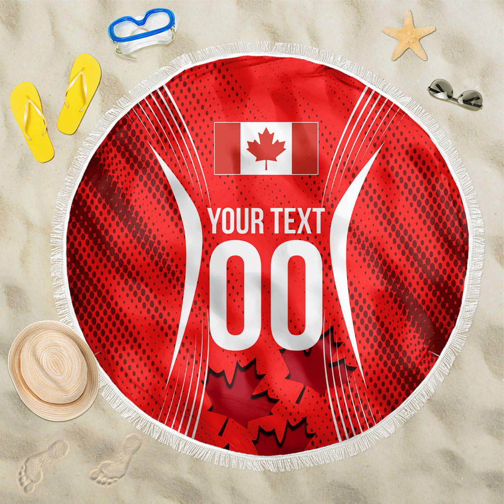 Personalized Canada Soccer Moose Goal Beach Blanket Red Maple Leaf Football Mascot