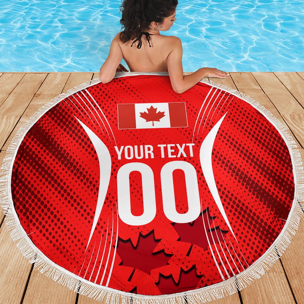 Personalized Canada Soccer Moose Goal Beach Blanket Red Maple Leaf Football Mascot