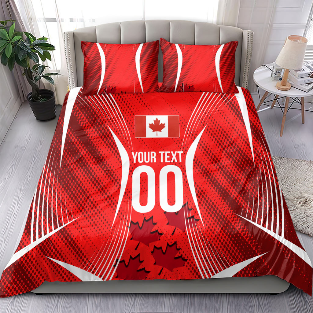 Personalized Canada Soccer Moose Goal Bedding Set Red Maple Leaf Football Mascot