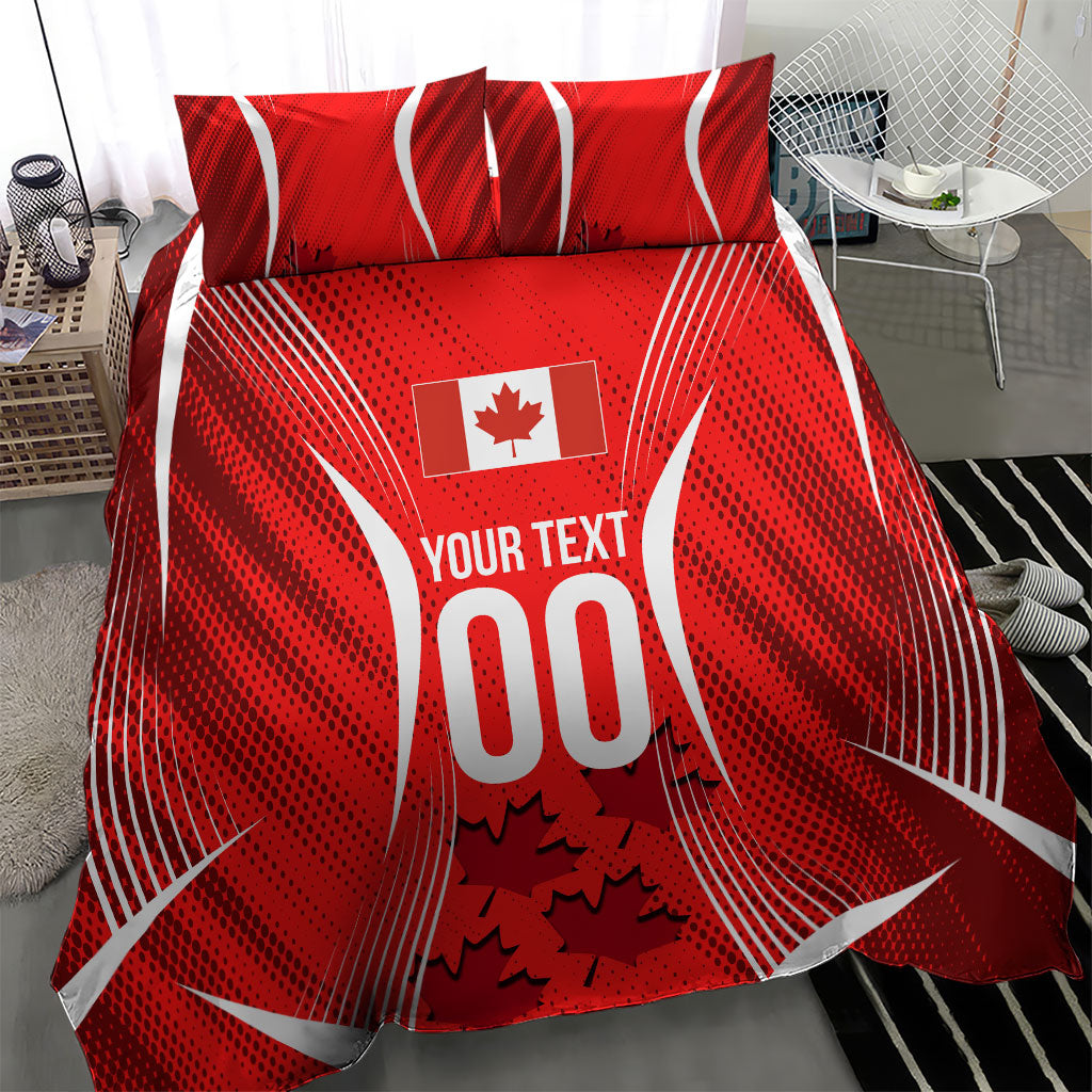 Personalized Canada Soccer Moose Goal Bedding Set Red Maple Leaf Football Mascot