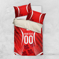 Personalized Canada Soccer Moose Goal Bedding Set Red Maple Leaf Football Mascot