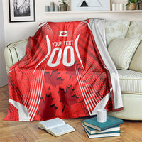 Personalized Canada Soccer Moose Goal Blanket Red Maple Leaf Football Mascot