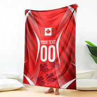 Personalized Canada Soccer Moose Goal Blanket Red Maple Leaf Football Mascot