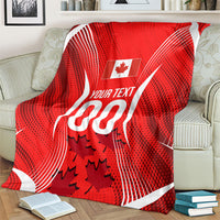 Personalized Canada Soccer Moose Goal Blanket Red Maple Leaf Football Mascot