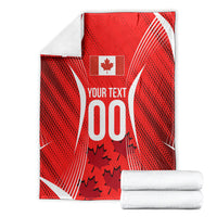 Personalized Canada Soccer Moose Goal Blanket Red Maple Leaf Football Mascot