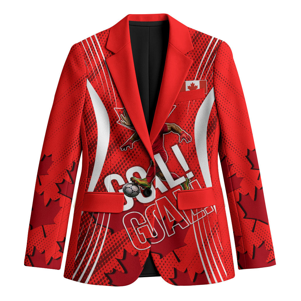 Personalized Canada Soccer Moose Goal Blazer Red Maple Leaf Football Mascot