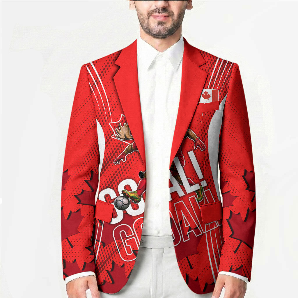 Personalized Canada Soccer Moose Goal Blazer Red Maple Leaf Football Mascot