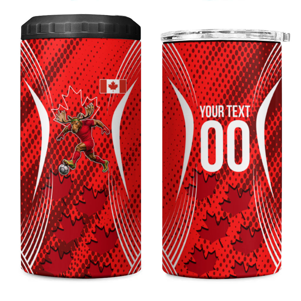 Personalized Canada Soccer Moose Goal 4 in 1 Can Cooler Tumbler Red Maple Leaf Football Mascot