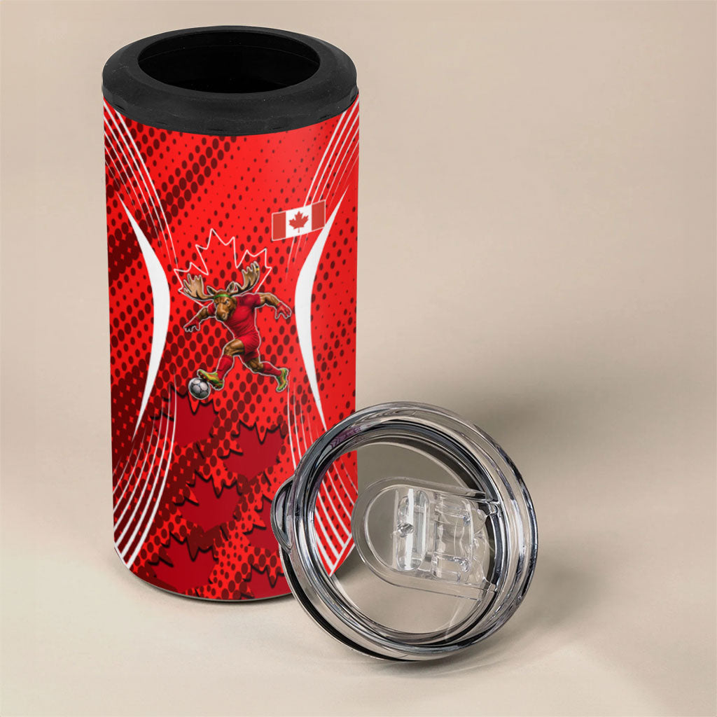 Personalized Canada Soccer Moose Goal 4 in 1 Can Cooler Tumbler Red Maple Leaf Football Mascot
