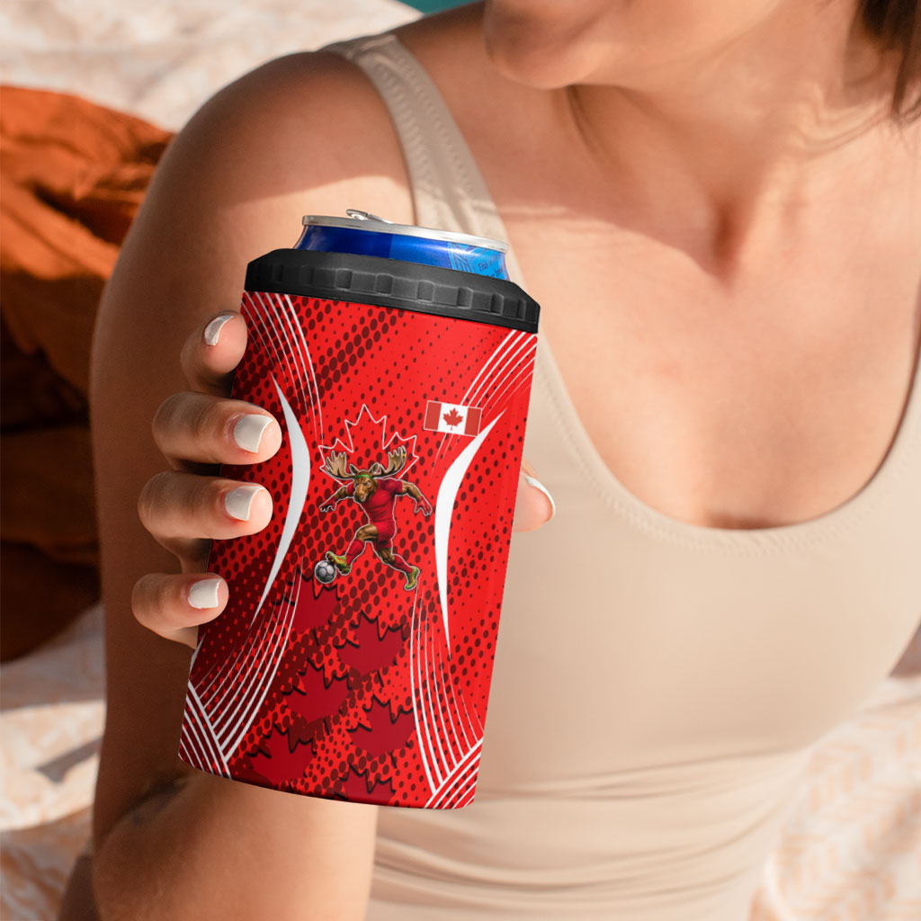 Personalized Canada Soccer Moose Goal 4 in 1 Can Cooler Tumbler Red Maple Leaf Football Mascot