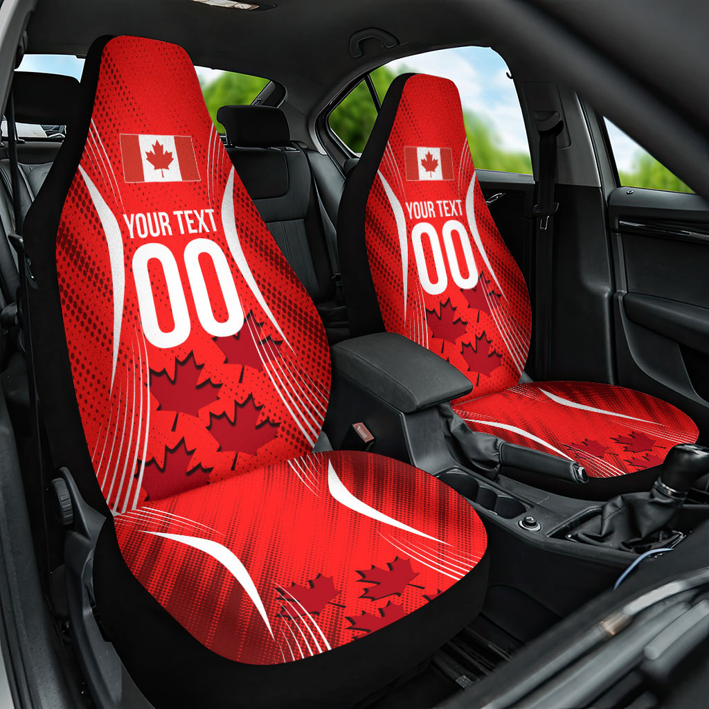 Personalized Canada Soccer Moose Goal Car Seat Cover Red Maple Leaf Football Mascot