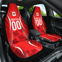 Personalized Canada Soccer Moose Goal Car Seat Cover Red Maple Leaf Football Mascot