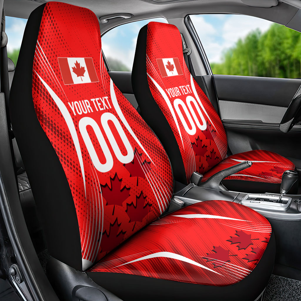 Personalized Canada Soccer Moose Goal Car Seat Cover Red Maple Leaf Football Mascot