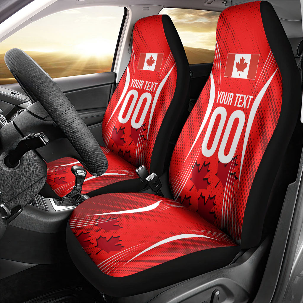 Personalized Canada Soccer Moose Goal Car Seat Cover Red Maple Leaf Football Mascot