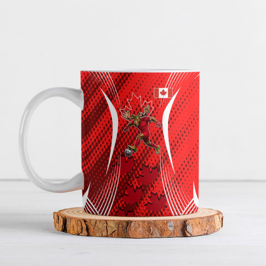 Personalized Canada Soccer Moose Goal Ceramic Mug Red Maple Leaf Football Mascot