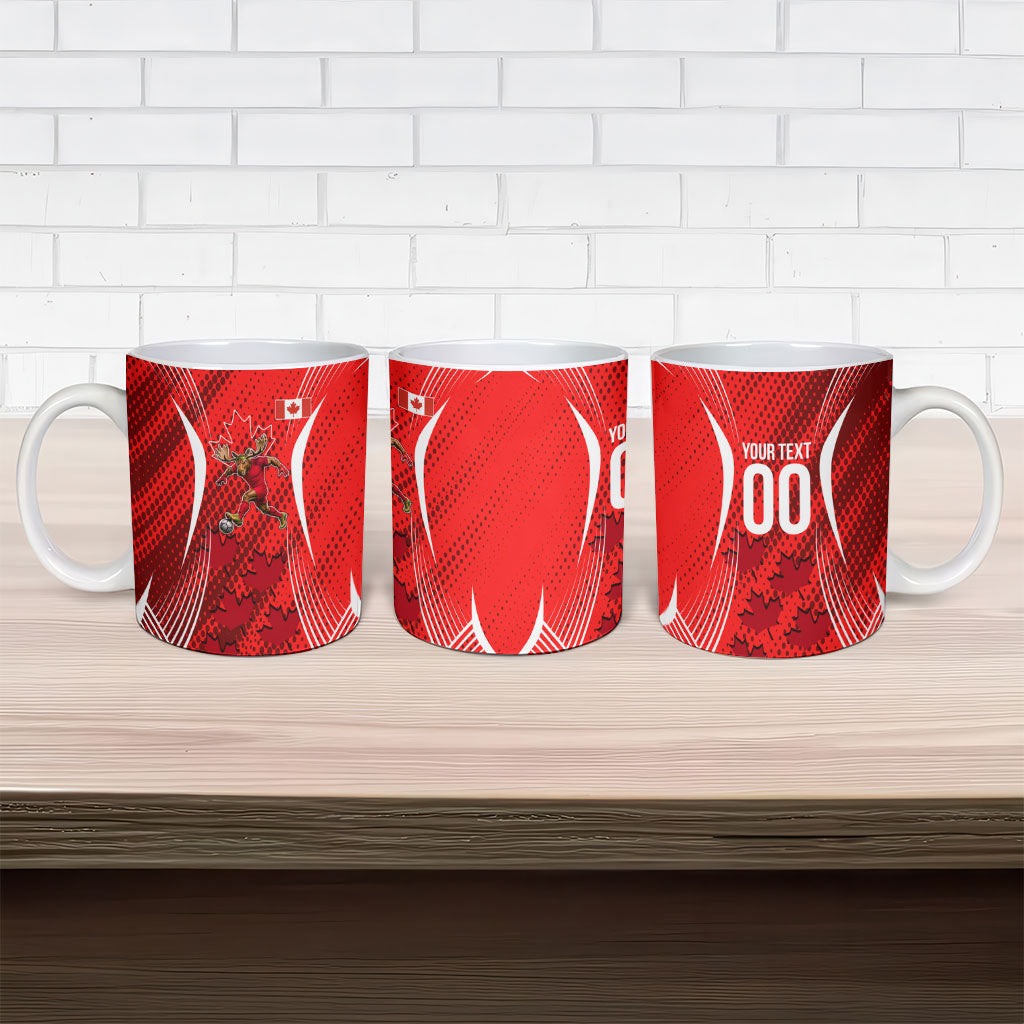 Personalized Canada Soccer Moose Goal Ceramic Mug Red Maple Leaf Football Mascot