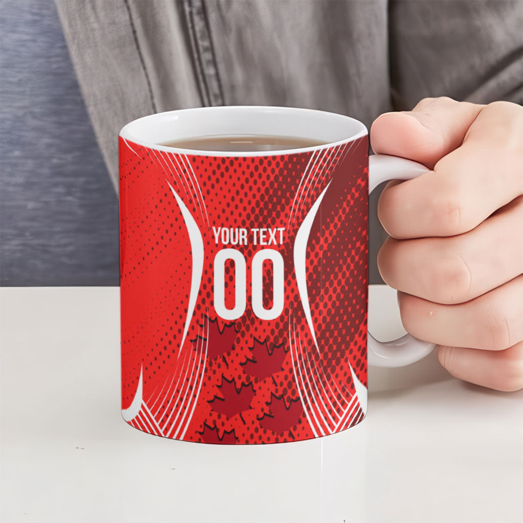 Personalized Canada Soccer Moose Goal Ceramic Mug Red Maple Leaf Football Mascot