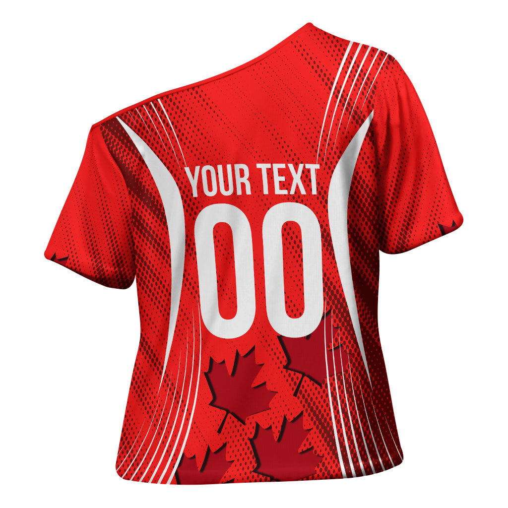 Personalized Canada Soccer Moose Goal Cross Shoulder Shirt Red Maple Leaf Football Mascot
