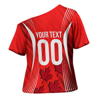 Personalized Canada Soccer Moose Goal Cross Shoulder Shirt Red Maple Leaf Football Mascot