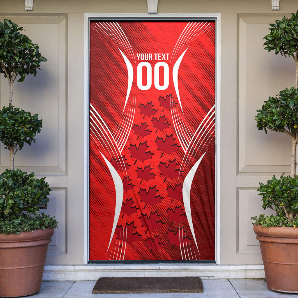 Personalized Canada Soccer Moose Goal Door Cover Red Maple Leaf Football Mascot