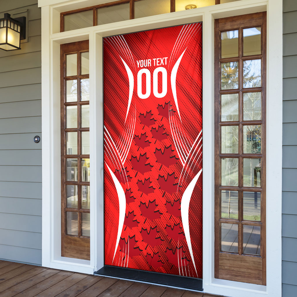 Personalized Canada Soccer Moose Goal Door Cover Red Maple Leaf Football Mascot