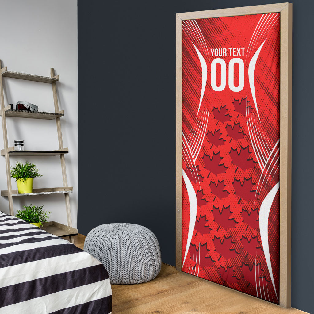 Personalized Canada Soccer Moose Goal Door Cover Red Maple Leaf Football Mascot