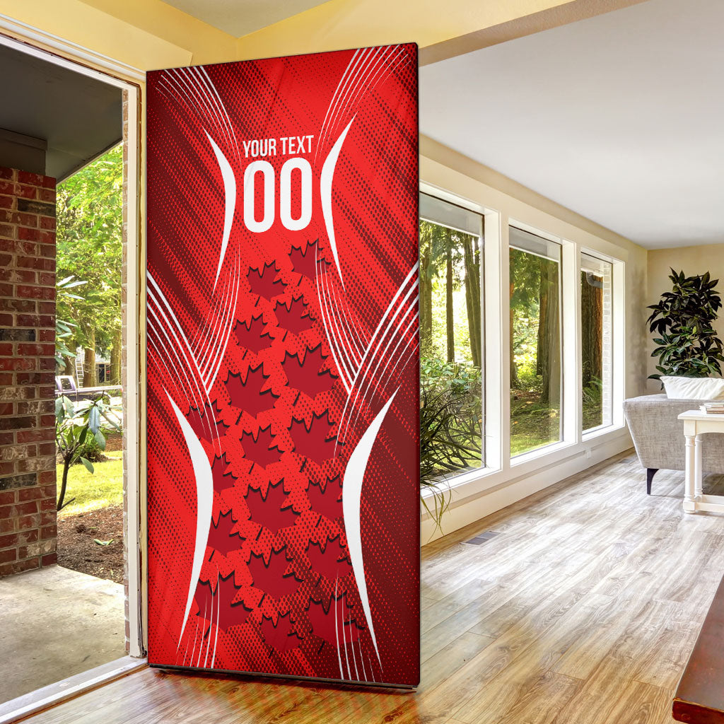 Personalized Canada Soccer Moose Goal Door Cover Red Maple Leaf Football Mascot