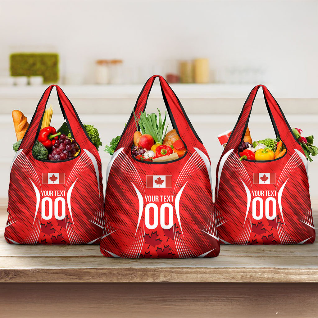 Personalized Canada Soccer Moose Goal Grocery Bag Red Maple Leaf Football Mascot