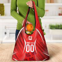 Personalized Canada Soccer Moose Goal Grocery Bag Red Maple Leaf Football Mascot