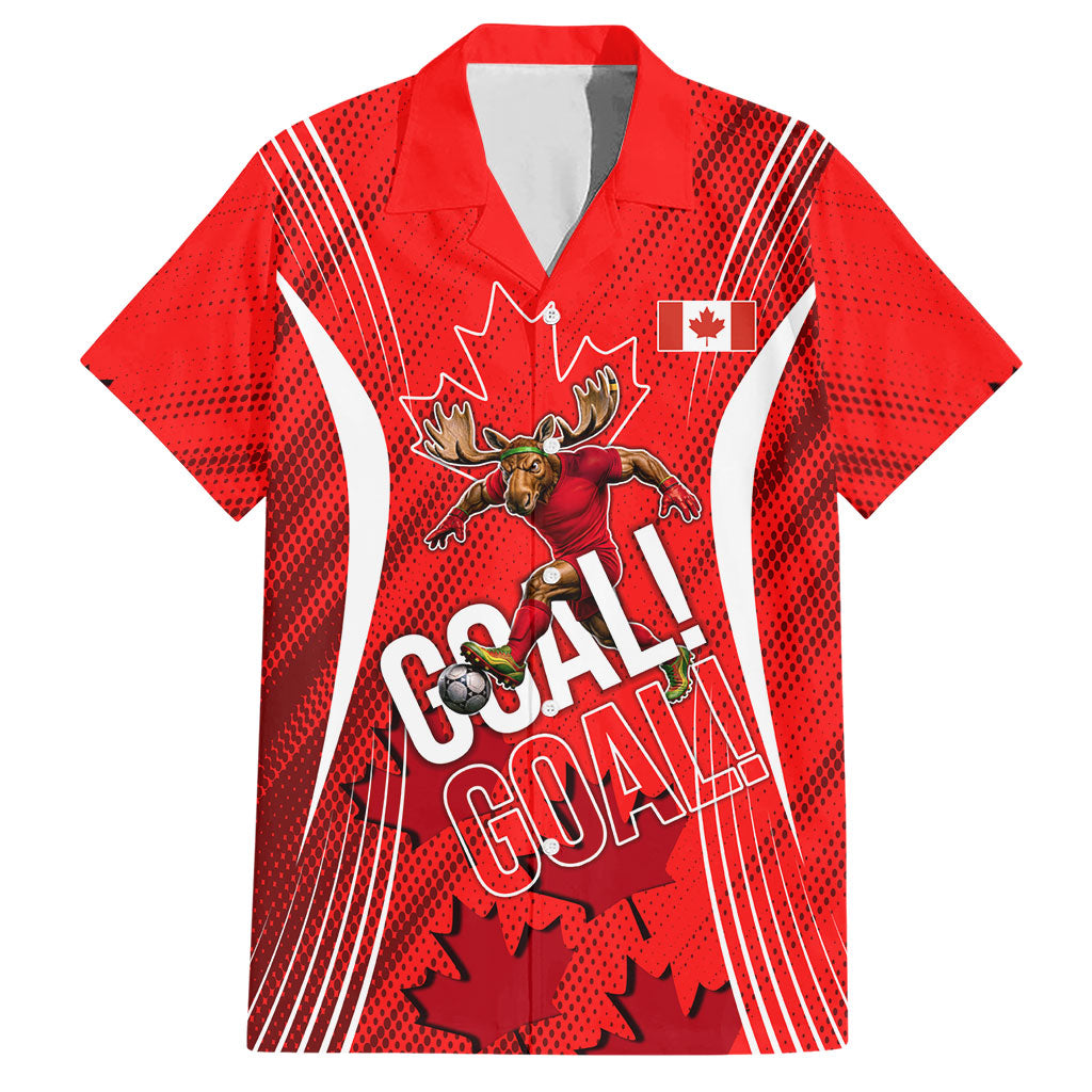 Personalized Canada Soccer Moose Goal Hawaiian Shirt Red Maple Leaf Football Mascot