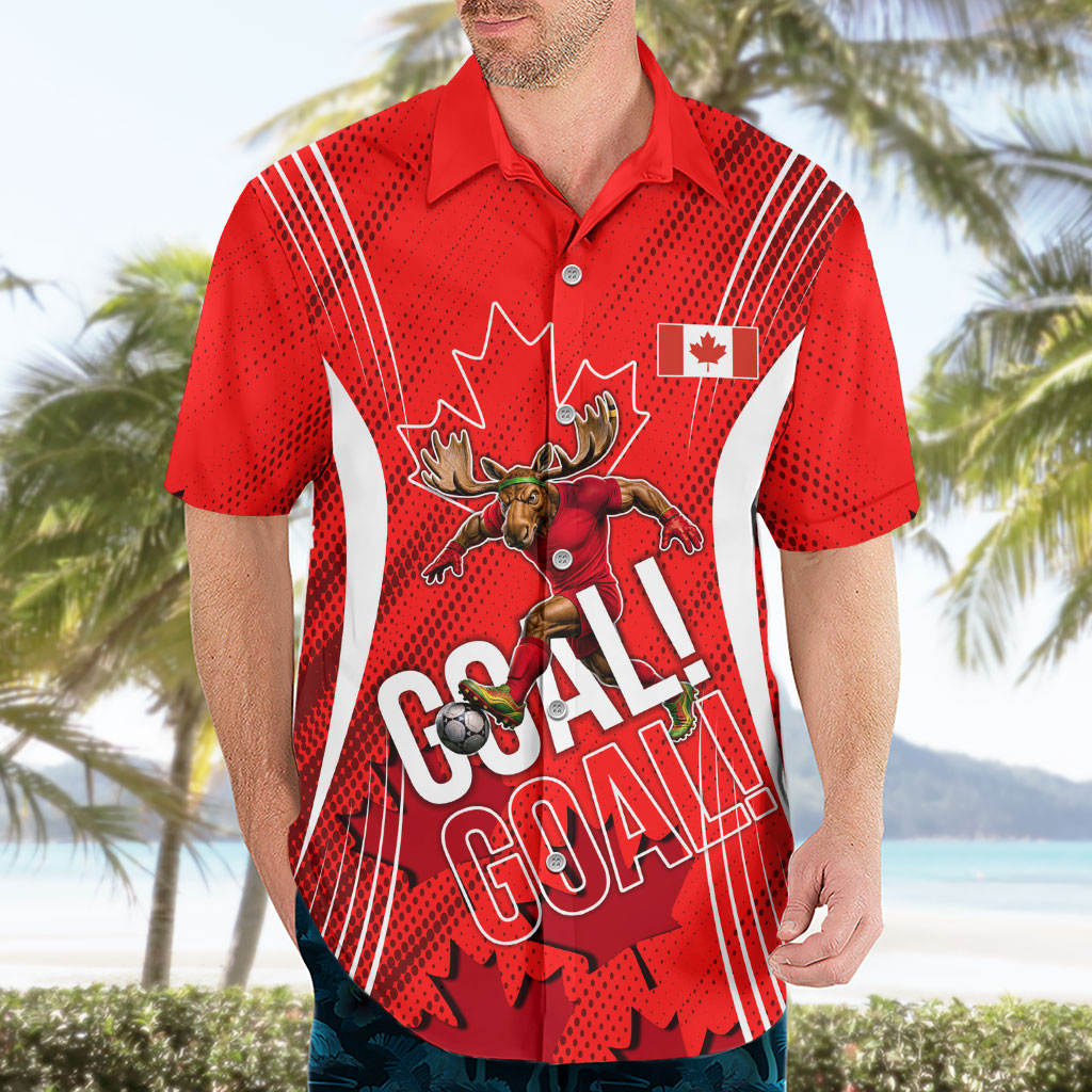 Personalized Canada Soccer Moose Goal Hawaiian Shirt Red Maple Leaf Football Mascot
