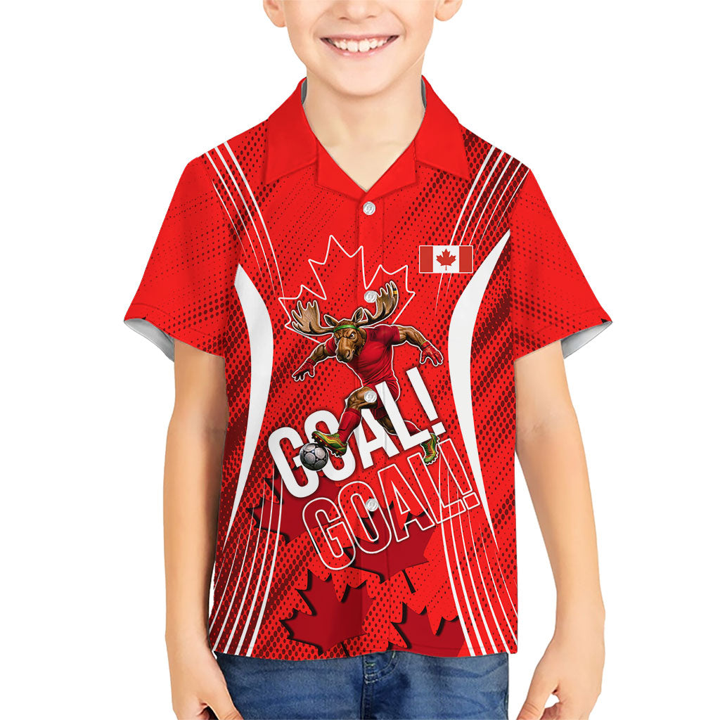 Personalized Canada Soccer Moose Goal Hawaiian Shirt Red Maple Leaf Football Mascot